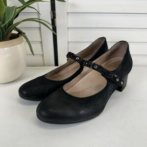 Dansko Pearlina Black Nubuck Mary Jane Block Heel Beaded Shoe EU‎ Size 40 US 9.5